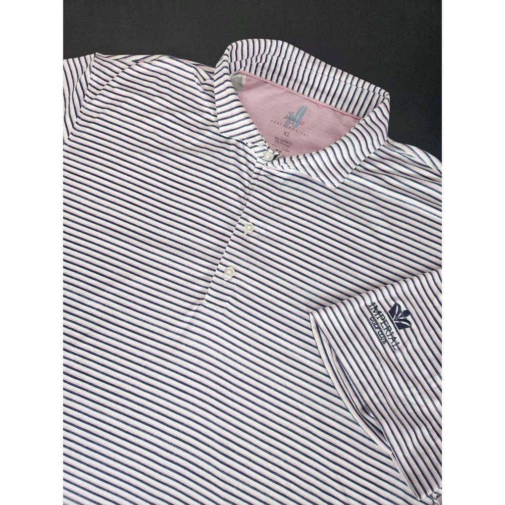 Johnnie-O Men's Featherweight Short Sleeve Striped Golf Polo Shirt UPF-50 XL